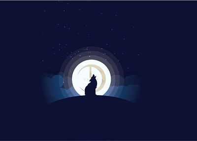 Howling at the moon art artwork clouds compassion creative design illustration illustration art lonely love moon moonlight night starry starry night starry sky wolf