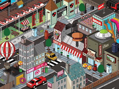 Cityscape affinity affinitydesigner car city pixel pixelart roller coaster town wildish