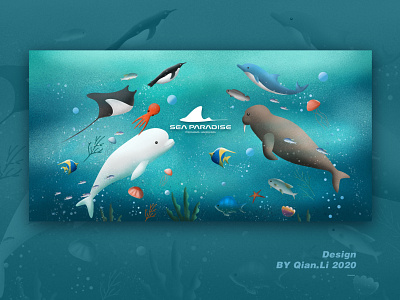Underwater World illustration logo