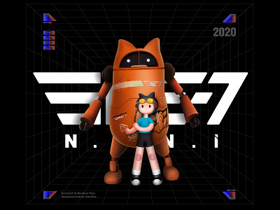 SNE-7&NiNi illustration logo typography