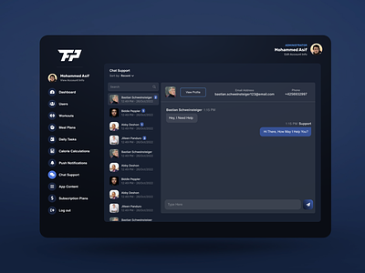 Chat Support Dashboard chat dashboard design fitness lifestyle support ticket trending ui ux
