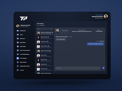 Chat Support Dashboard chat dashboard design fitness lifestyle support ticket trending ui ux
