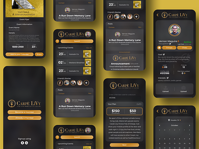 Social Club App app design events social socialmedia ui ux