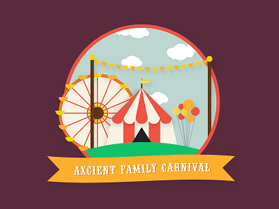 Family Carnival balloons carnival circus ferris wheel flags illustration