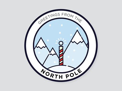 Greetings From The North Pole badge christmas holidays illustration north pole winter