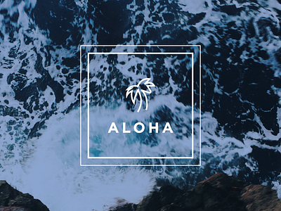 Aloha aloha beach hawaii icon line icon palm tree typography