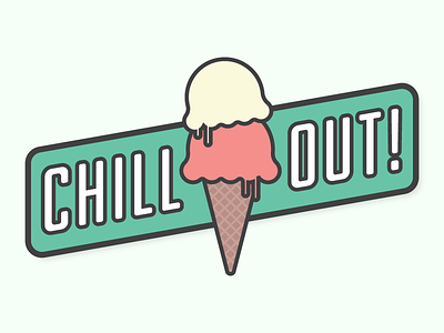 Chill Out! dessert food ice cream illustration line icon magnet typography