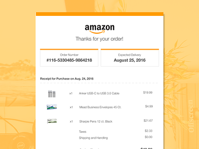 Daily UI #017 - Email Receipt amazon confirmation daily ui dailyui email email confirmation receipt