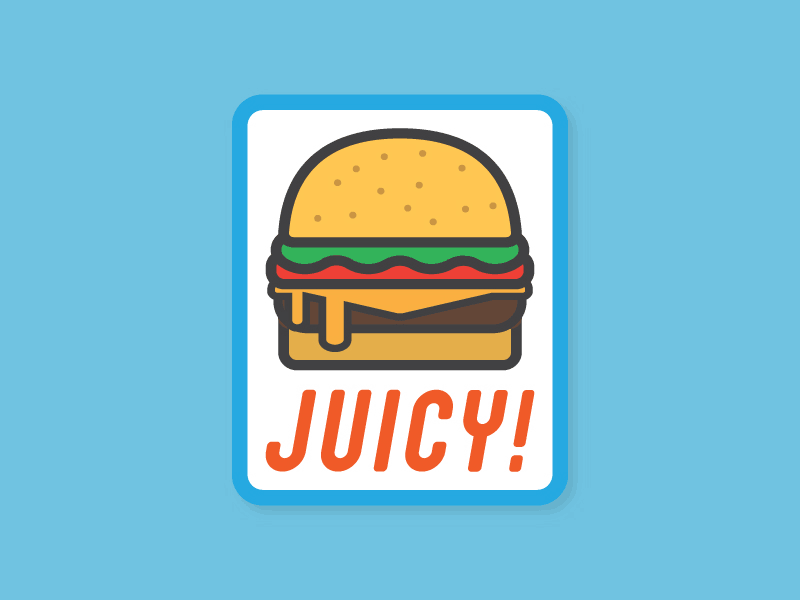 Juicy! burger cheeseburger food illustration sticker