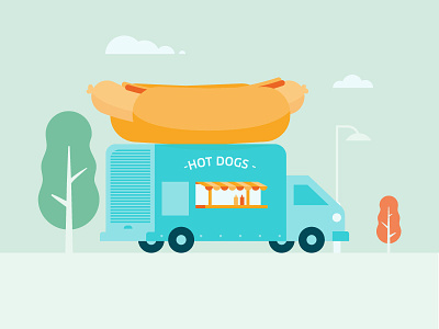 Hot Dog Truck design flat food food truck hot dog hotdog illustration truck vector