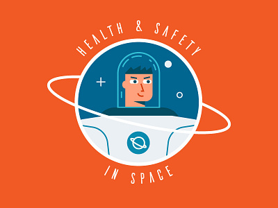 Health & Safety in Space astronaut character cosmonaut flat illustration space vector
