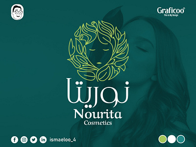 Nourita Cosmetics Logo branding cosmetics design girls graphic design logo nour