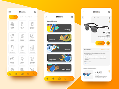 Amazon App Redesign Concept with 3D Virtual Try-On 3d amazon app app design design interaction design minimal mobile design recreate redesign concept retail design revamp ui ui design ux virtual assistant virtualreality visual design wearable