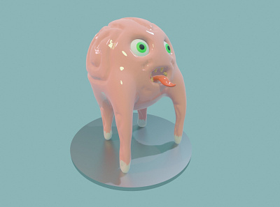 Cute Unknown 3d alien big eyes blender cartoon character confused eevee pink render rendered sculpting