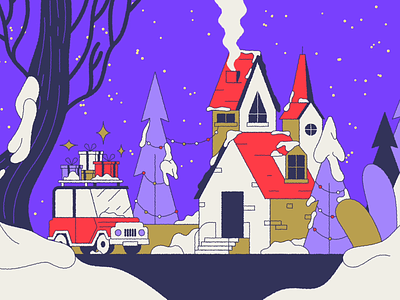 ❄️🎄⛄️ animation cabin car christmas december flower holiday house illustration ski snow tree vehicle winter