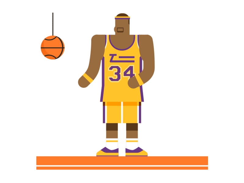 Debut shot! basketball character dance debut gif interview lakers motion nba shaquille vector