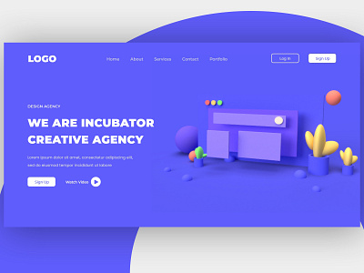 Creative Design Agency landing page design 3d illustration