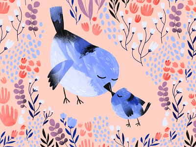 Mama Bird 2d birds character characterdesign digitalart illustration mother pattern procreate texture