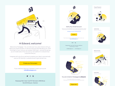 Feedgage - Email templates for SaaS app authentication email email template emailing forget password illustration mailing newsletter saas email ui uiux verification welcome