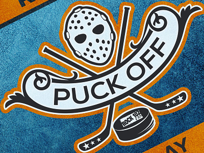 Puck Off hockey logo poster textures