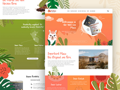 Kallpa Superfoods - Webdesign agency alpaca animation branding design flowers food food illustration fooddesign illustration logo maca orange plants red responsive shop superfood web webdesign