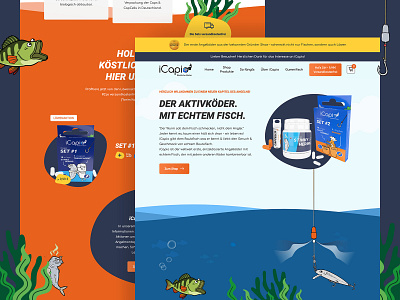 iCapio | Aktivköder animation character fish fishing illustration online shop ui vector webdesign webflow