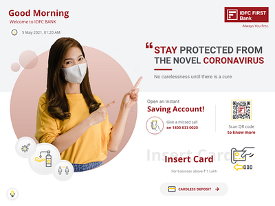 IDFC FIRST Bank ATM screen concept adobe xd application atm bank branding design html illustration photoshop typography ux design