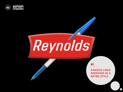 Reynolds Pens Logo adobe xd branding illustration logo photoshop retro retro design typography