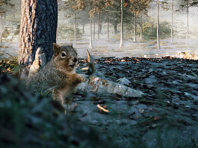 Into the Woods 3ds max architecture corona illustration modeling photoshop realistic rendering squirrel