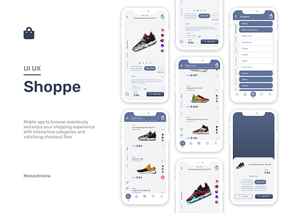 Shoppe | e-commerce | Mobile | UX android android app appdesign branding design ecommerce ios mobile nike shoes shop shopping shopping cart ui uiux ux
