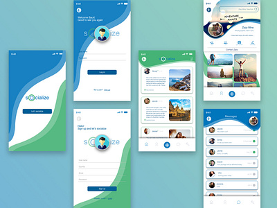 Socialize - social media app app app design branding branding design flat illustraion logo trending ui uiux ux vector