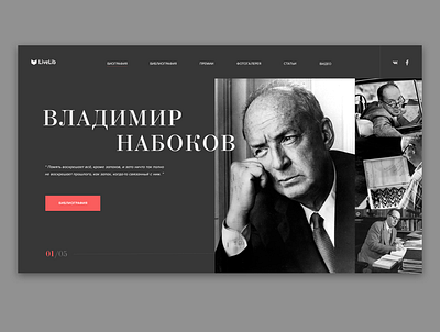 Concept Favorite writer Vladimir Nabokov belarus concept design minsk nabokov photoshop ui ux web design webdesign writer