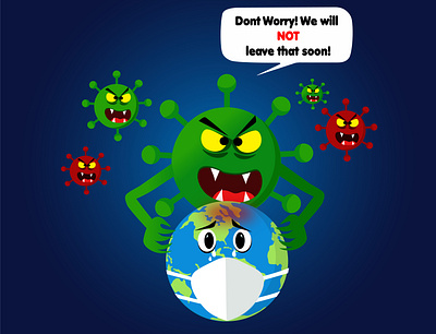 Scary Coronavirus artist artwork cartoon design flat design illustration illustrator vector vector art