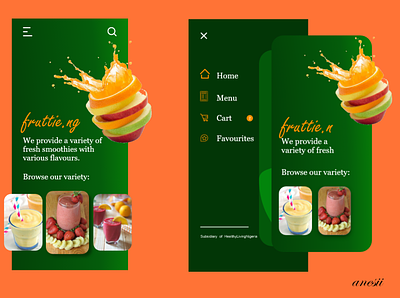 Fruttie Ng Home Screen design food fruits mobile smoothie ui