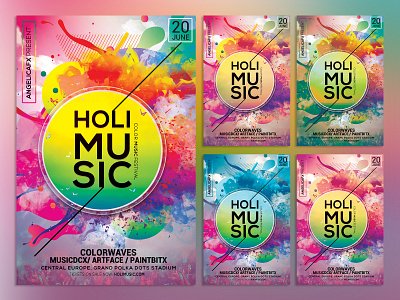 Holi Color 2k Photoshop Flyer Template abstract art colors design festival flyer glitch colors graphic design holi holi festival illustration art music festival next wave photoshop template poster design summer synthetic synthwave