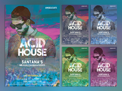 ACID HOUSE PHOTOSHOP FLYER TEMPLATE abstract art acid aesthetic cartoon effect color design dj fashion festival festivals flyer graphic design holi festival illustration art music music festival photoshop template poster poster design summer