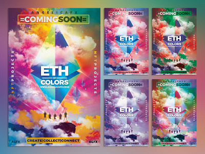 ETH ETHEREUM OF COLORS ARTWORK PHOTOSHOP FLYER POSTER TEMPLATE abstract art club event clubbing colors design edm electro ethereum graphic design holi festival music festival nft inpsired photoshop template techno trance