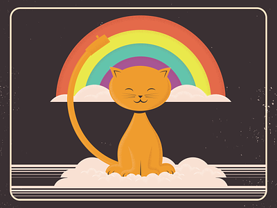 Record Store Day Rainbow Cat // WIP cats design illustration poster design rainbow record record store day vector vinyl record
