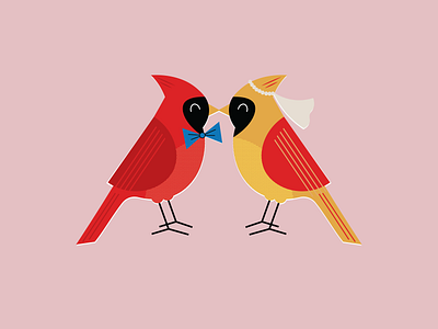 Love Birds // WIP birds cardinal design illustration poster design vector wedding