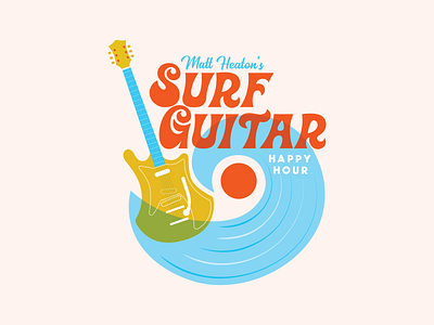 Surf Guitar Happy Hour Logo design guitar illustration logo music surf typography vector wave