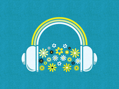 Headphones album artwork design flowers headphones illustration music spring vector