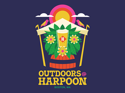 Outdoors @ Harpoon Signage - Harpoon Brewery, Boston, MA beer brewery design flowers illustration outdoors plants poster design typography vector