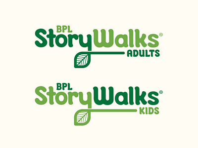 Boston Public Library StoryWalks Logo design illustration leaf library logo nature typography vector