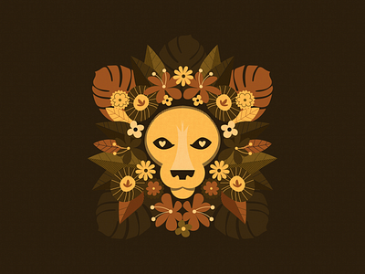 Floral Lion animal illustration design gig poster illustration lion poster design vector