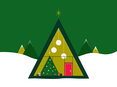 Christmas A-Frame christmas design house illustration mid century modern vector