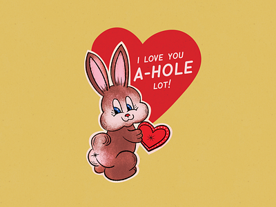 Valentine's Day Card Design bunny design greeting card heart illustration procreate retro valentine valentines day vintage