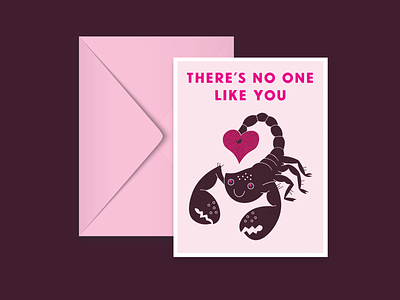 Scorpion Valentine's Day card design card design greeting card heart holiday illustration scorpion valentines day vector