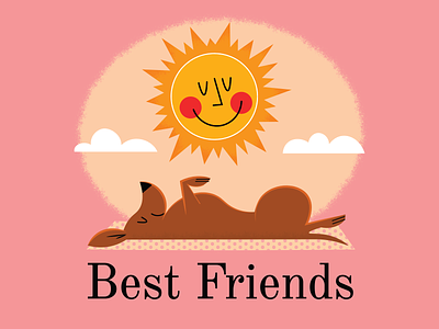 Best Friends animals design dog illustration mid-century sun vector