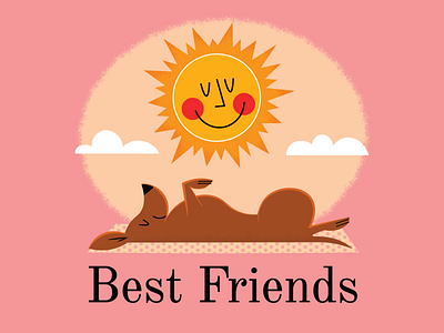 Best Friends animals design dog illustration mid century sun vector