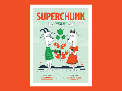 Superchunk Gig Poster design gig poster goats illustration poster design vector